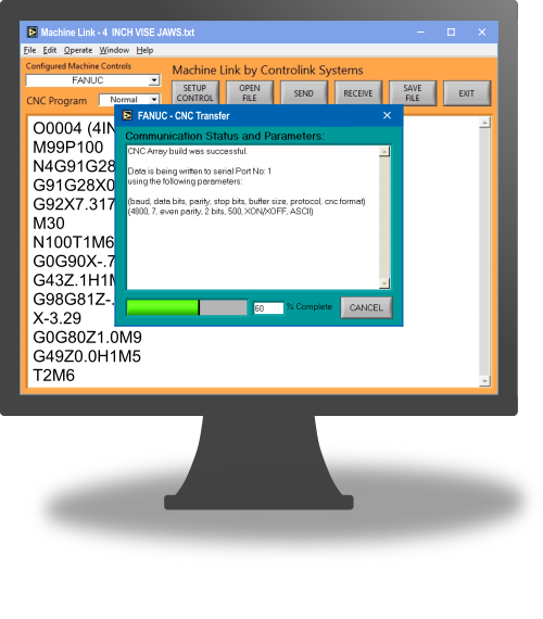 Edit, Upload, and Download CNC Programs via wired or wireless RS232 Communications with Machine Link&trade;!